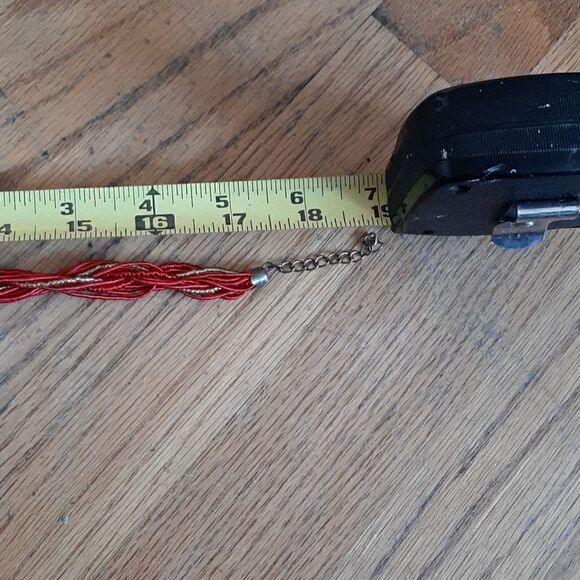 Boho red tassel necklace pink stone - Picture 6 of 6